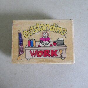vintage 2002 Outstanding Work rubber stamp wood Westwater Enterprises